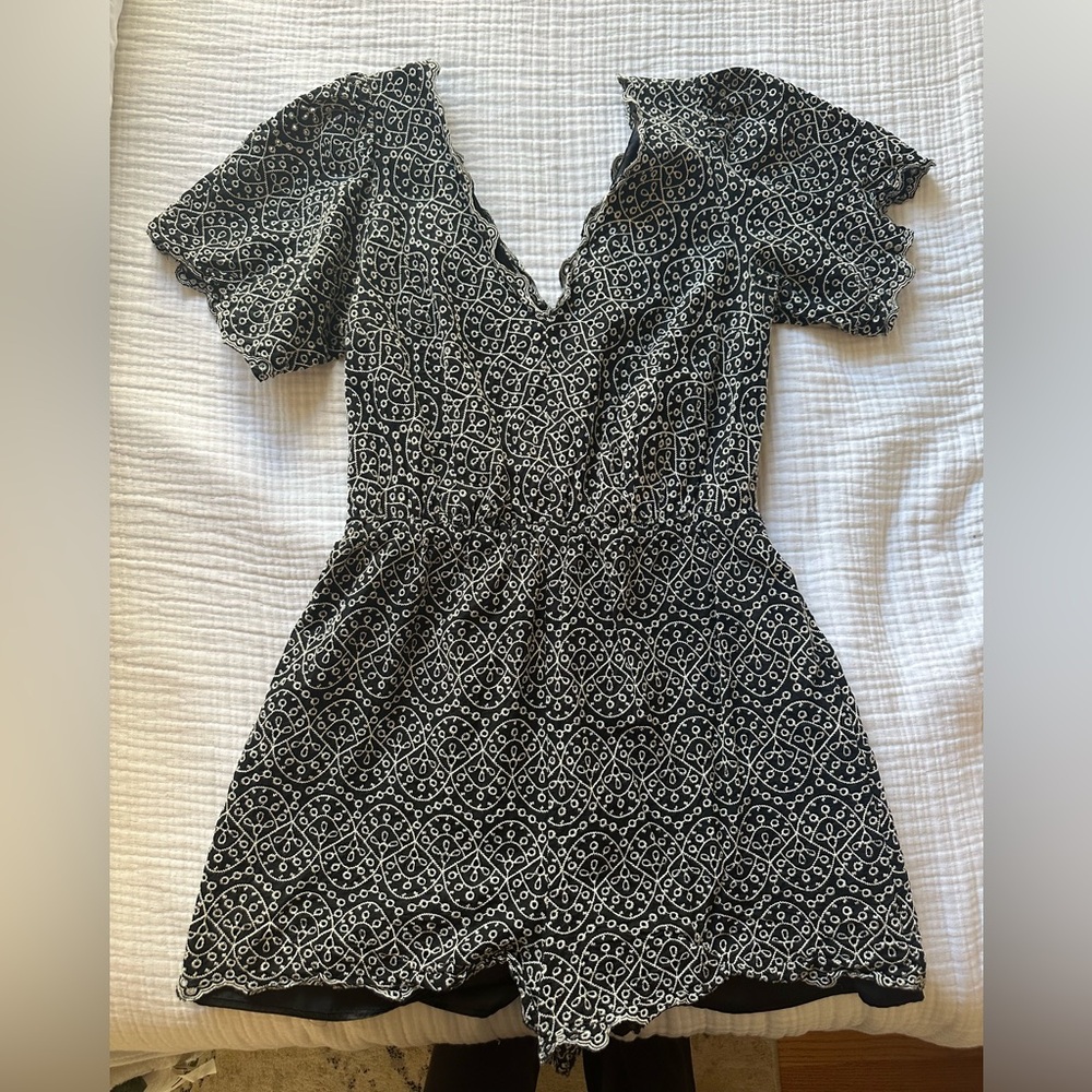 Express Black and White Eyelet Romper